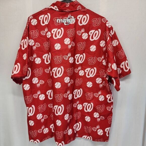 Masn mens Washington Nationals Button up Shirt red white size L - Picture 4 of 8
